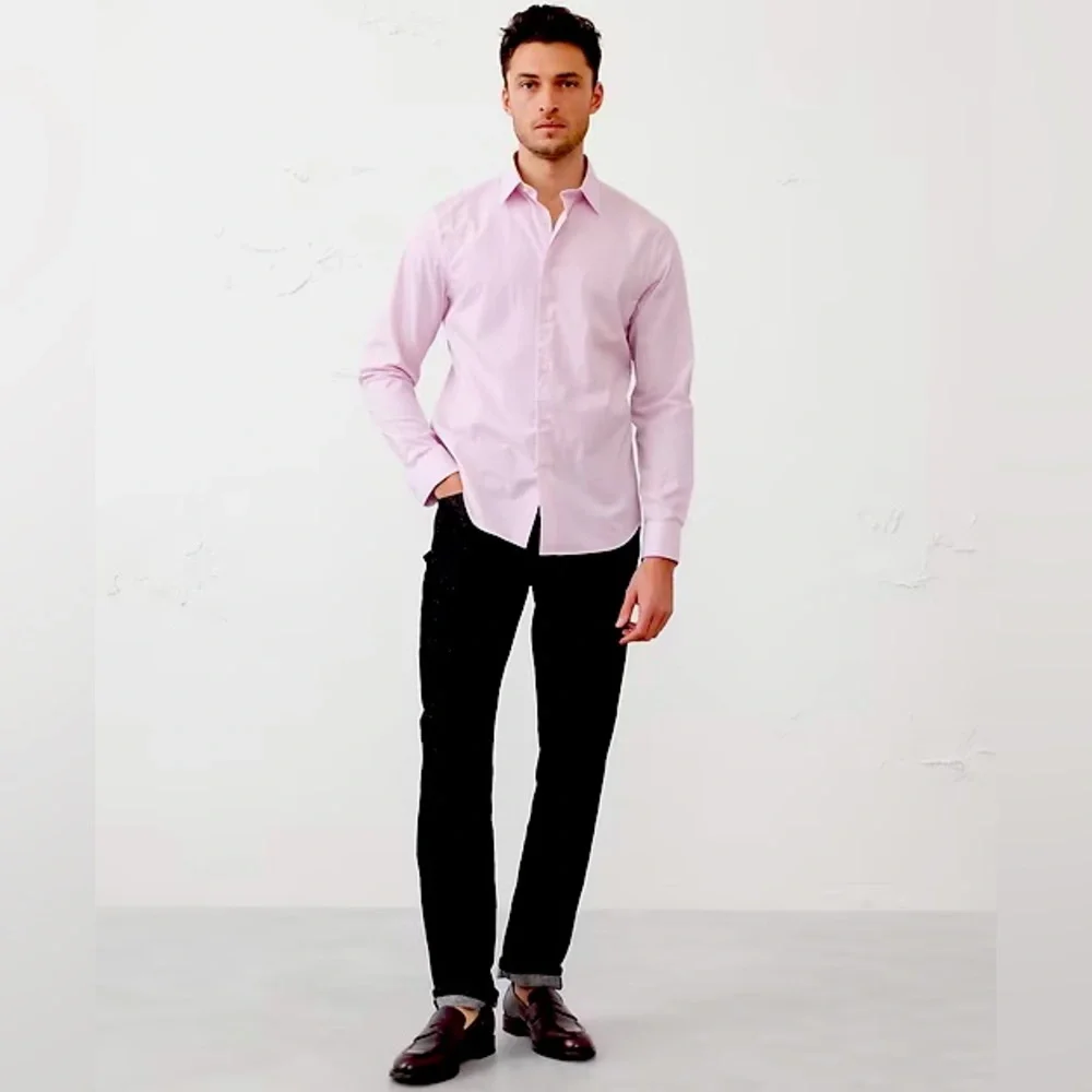 Banana Republic Men’s‎ Standard-Fit Non-Iron Cotton Shirt Size XL Burgundy White